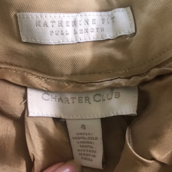 Charter Club Katherine Fit Full Length Silk Pants - Picture 2 of 6